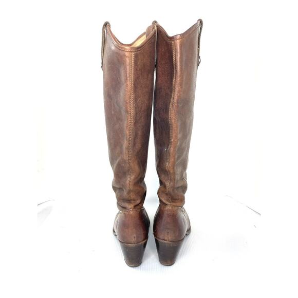 FRYE Women's 7 B Brown Leather Jackie Button Tall Western Riding Boots - Picture 5 of 14